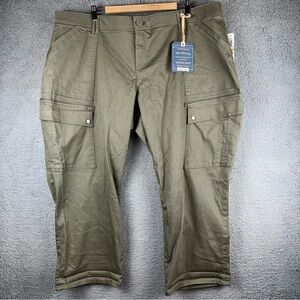 Democracy Womens Pants 24W Green Ab Solution High Rise Cargo Utility Cropped NWT